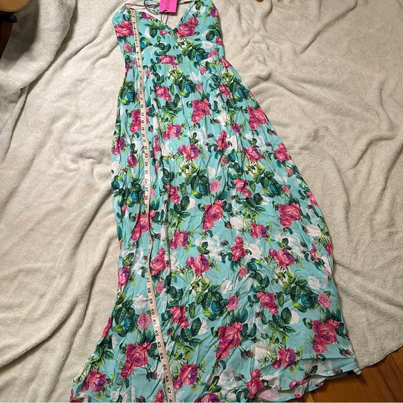 NWT! Betsey Johnson Paulina Halter Maxi Dress Floral Blue Women's Size Small - Picture 10 of 12